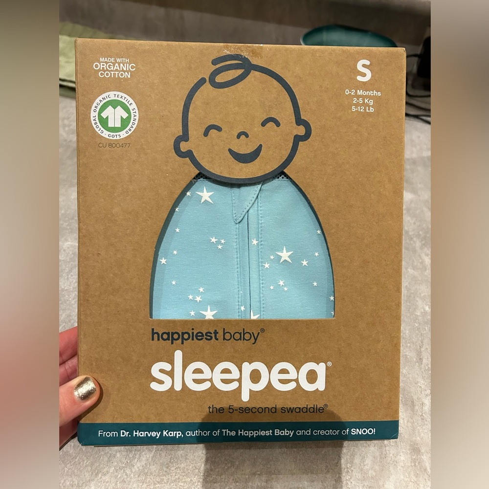 NWT Happiest Baby Sleepea Sack swaddle - S (blue with stars)